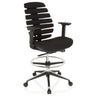 Silla de mostrador ERGO LINE II WORK negra con tapizado de tela, aro reposapiés y ruedas de hjh OFFICE