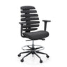 Silla de mostrador ERGO LINE II WORK negra con tapizado de tela, aro reposapiés y ruedas de hjh OFFICE
