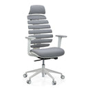 Silla de oficina profesional ERGO LINE W con tapicería de tela gris y estructura blanca de hjh OFFICE
