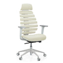 Silla de oficina profesional ERGO LINE W en Salted Caramel con tapicería de tela beige y estructura blanca de hjh OFFICE