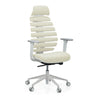 Silla de oficina profesional ERGO LINE W en Salted Caramel con tapicería de tela beige y estructura blanca de hjh OFFICE