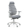 Silla de oficina profesional ERGO LINE W con tapicería de tela gris y estructura blanca de hjh OFFICE