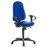 Silla de oficina profesional ERGO SYDNEY con tapizado de tela azul, reposabrazos y ruedas de Topstar