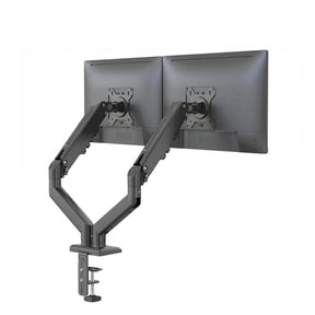 Soporte de monitor negro Ergomount GF2 para dos pantallas con brazos articulados ajustables de hjh OFFICE