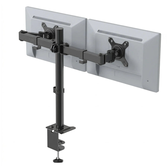 Soporte de monitor negro Ergomount M2 para dos pantallas con fijación a mesa de hjh OFFICE