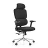 Silla de oficina profesional Ergomy F 2 con tapizado de tela negra y base cromada de hjh OFFICE