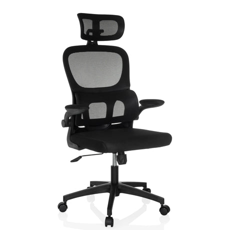 Silla Home Office ERGOMY FLEX negra con respaldo de malla y reposacabezas de MyBuero
