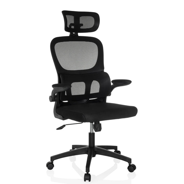 Silla Home Office ERGOMY FLEX negra con respaldo de malla y reposacabezas de MyBuero