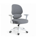 Silla giratoria para niños Ergomy Kid en gris con estructura blanca, reposabrazos y cinco ruedas de hjh OFFICE
