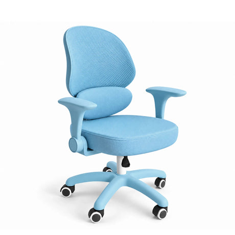 Silla giratoria para niños Ergomy Kid en azul con malla, reposabrazos y cinco ruedas de hjh OFFICE