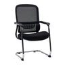 Silla de viga voladiza Ergomy Meet negra con respaldo de malla y estructura de patín cromada de hjh OFFICE