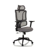 Silla Home Office ERGOMY con malla gris, estructura negra y reposacabezas de MyBuero