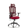 Silla Home Office ERGOMY con asiento de tela rojo y respaldo de malla de MyBuero