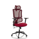Silla Home Office ERGOMY con asiento de tela rojo y respaldo de malla de MyBuero