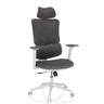 Silla Home Office ERGOMY WF con tapizado de tela gris y estructura blanca de MyBuero