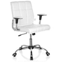 Silla Home Office ERNESTO en blanco con tapizado acolchado y base cromada de hjh OFFICE