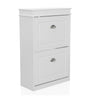 Armario zapatero ESTHA 2 blanco con dos puertas abatibles y tiradores de concha plateados de hjh LIVING