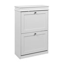 Armario zapatero blanco Estha 20 con dos puertas abatibles y pomos plateados de hjh LIVING