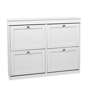 Armario zapatero blanco Estha 40 con cuatro compartimentos abatibles y tiradores plateados de hjh LIVING