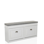 Armario zapatero ESTHA I blanco con asiento gris y dos cajones de hjh LIVING
