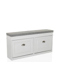 Armario zapatero ESTHA I blanco con asiento gris y dos cajones de hjh LIVING