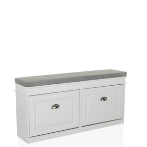 Armario zapatero ESTHA I blanco con asiento gris y dos cajones de hjh LIVING