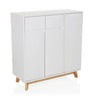 Cómoda blanca ESTHA con dos cajones, tres puertas y patas de madera clara de hjh LIVING