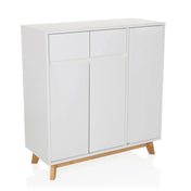Cómoda blanca ESTHA con dos cajones, tres puertas y patas de madera clara de hjh LIVING