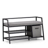 Armario zapatero Estha Loft en negro y gris con cojín de asiento y caja de almacenaje de hjh LIVING