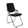 Silla plegable ESTO negra con tapizado de cuero sintético y estructura cromada de hjh OFFICE