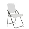 Silla plegable ESTO blanca con funda de cuero sintético y estructura cromada de hjh OFFICE