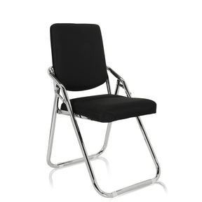 Silla plegable ESTO negra con funda de tela y estructura metálica cromada de hjh OFFICE