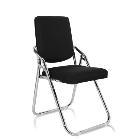 Silla plegable ESTO negra con funda de tela y estructura metálica cromada de hjh OFFICE