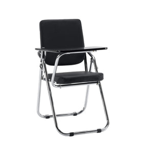 Silla plegable negra Esto T con tableta integrada y estructura cromada de hjh OFFICE