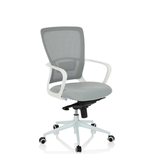 Silla Home Office ESTRIA en gris con respaldo de malla y estructura blanca de hjh OFFICE