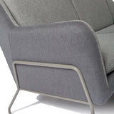 Reposabrazos y funda de tela gris del sofá de diseño LAGUN con estructura metálica gris de hjh OFFICE