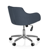 Silla Home Office SOLAO 100 en gris oscuro con carcasa acolchada y base de cinco ruedas de hjh OFFICE – vista de 360° (vista trasera en diagonal 140°)