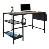 Escritorio WORKSPACE H I en negro y marrón con dos superficies de almacenamiento y un bolsillo lateral de hjh OFFICE