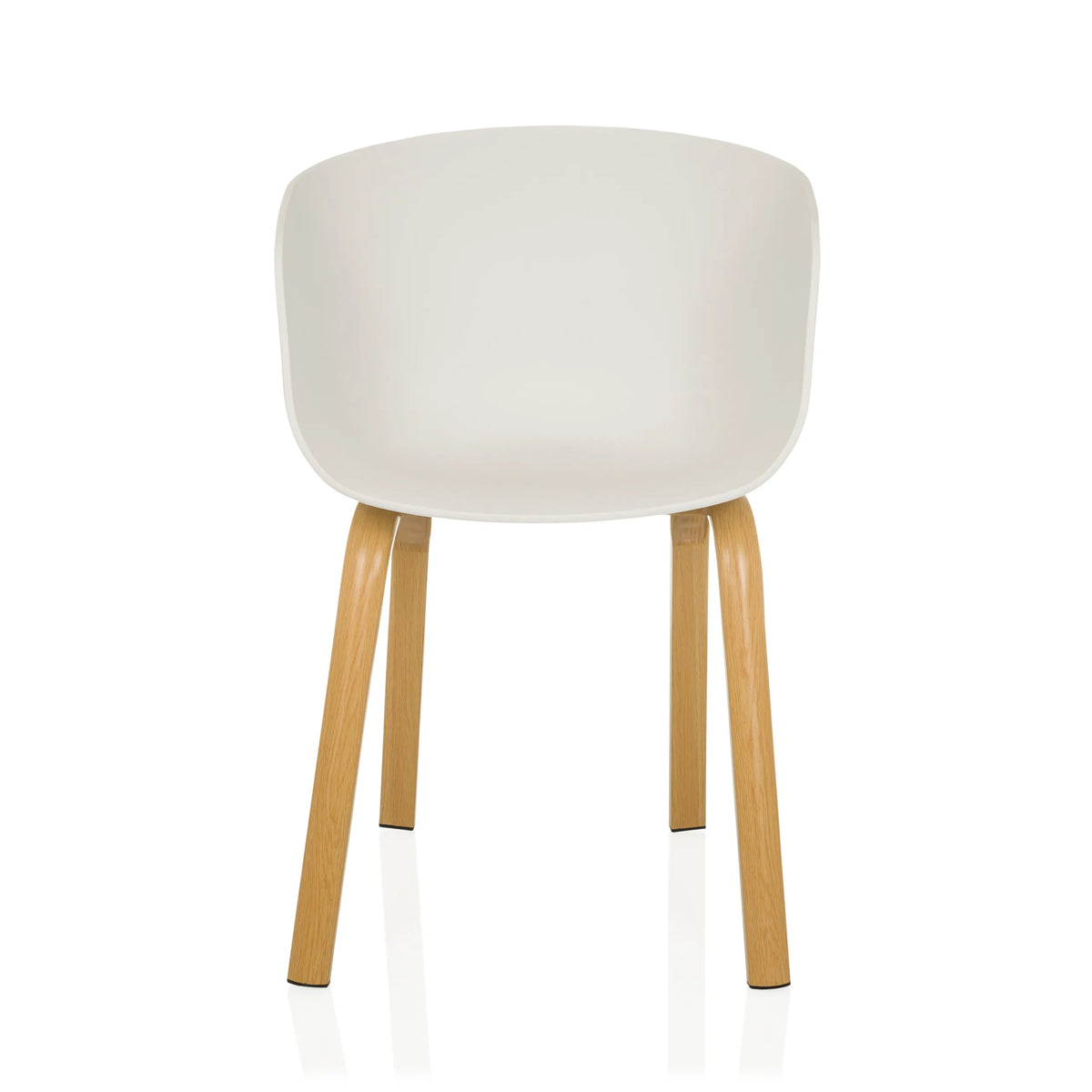 Silla nórdica blanca OSLO W con cuatro patas de madera clara de hjh LIVING – vista de 360° (vista frontal 0°)