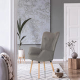 Sillón tapizado gris HAVENIO I con capitoné y cuatro patas de madera clara de hjh LIVING
