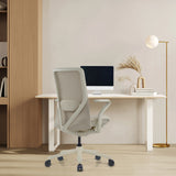 Silla alta gama VERVIO beige con respaldo de malla y base con ruedas de hjh OFFICE
