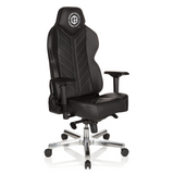 Silla gaming GAMEBREAKER COLOSSUS negra con reposabrazos y base brillante de cinco ruedas de hjh OFFICE – vista de 360° (vista frontal en diagonal 40°)