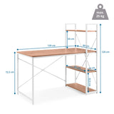 Dibujo dimensional del escritorio Easy Up3 de 120 × 60 cm y una altura total de 120 cm de hjh LIVING