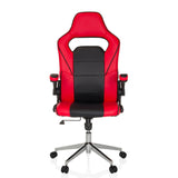 Silla gaming GAME SPORT PRO en color rojo y negro con reposabrazos y base de cinco ruedas de MyBuero – vista de 360° (vista frontal 0°)