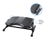Reposapiés regulable en altura PODI II en negro con tres niveles de 9 cm, 11,5 cm y 15 cm de hjh OFFICE
