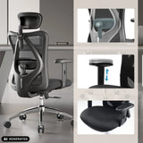 Reposabrazos regulable en altura y respaldo de malla de la silla de oficina profesional M18-M148 en negro de Sihoo (imagen generada por IA)