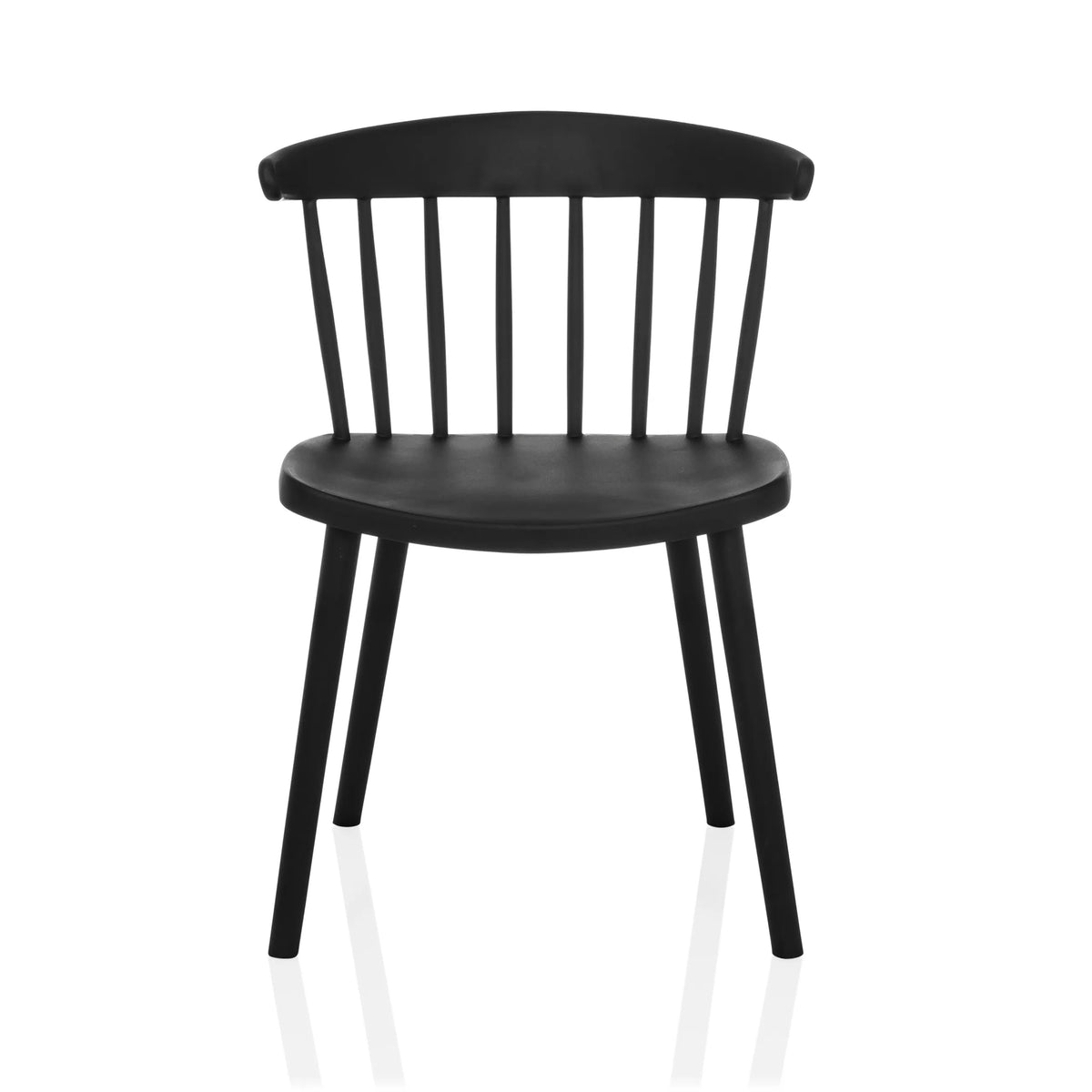 Silla de comedor negra ARTIFO RIB con respaldo y cuatro patas de hjh LIVING – vista de 360° (vista frontal 0°)