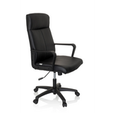 Sillón de oficina profesional LISSO negro con reposabrazos y base de cinco ruedas de hjh OFFICE – vista de 360° (vista frontal en diagonal 60°)