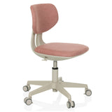 Silla giratoria para niños KIDDY CLASSIC rosa con asiento acolchado y base de cinco ruedas de hjh OFFICE – vista de 360° (vista frontal en diagonal 60°)