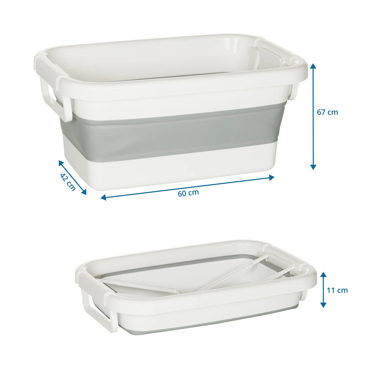 Plano dimensional del Contenedor plegable CLEAN SILW de 60 x 67 cm en gris-blanco de hjh OFFICE